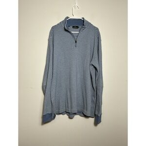 rodd and gunn 1/4 Zip Pullover Men's XL Blue‎ Striped 100% Cotton Preppy Casual